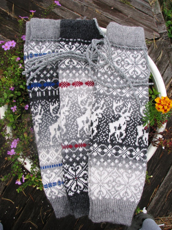 Leg Warmers knit socks wool socks boot cuffs Norwegian Christmas socks warm socks leggings winter socks
