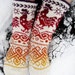 knit warm socks Wool socks Christmas socks present Norwegian pattern knitted socks gift for women gift for men Fair isle pattern rooster  