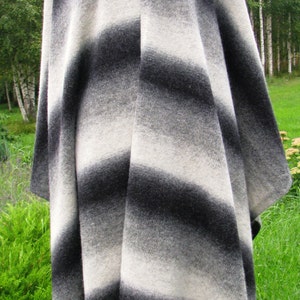 Knitted poncho Kauni yarn black-white-gray knit cape knit sweater coat Scarf Kauni wool 100% Qualitet knitted shawl image 2