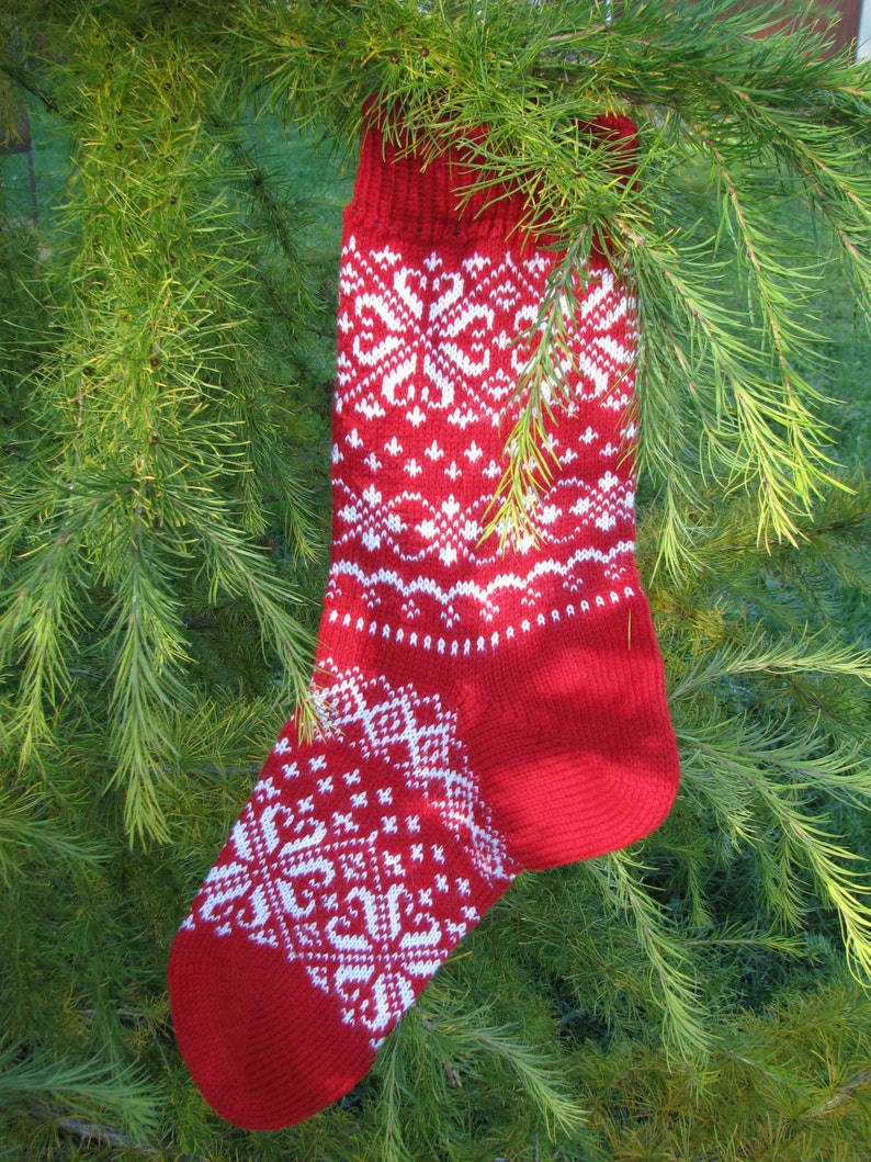 Knitted Christmas Stockings set of 4 knit Holiday Santa socks Christmas socks for gifts Stockings Scandinavian knit customized image 5