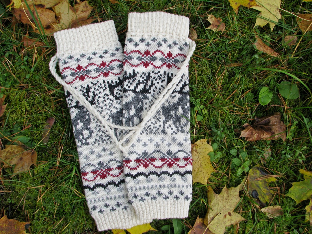 Knit Baby Leg Warmers With Norwegian Pattern Fair Isle Kids Socks Wool