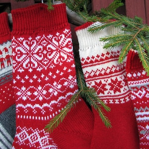 Knitted Christmas Stockings set of 4 knit Holiday Santa socks Christmas socks for gifts Stockings Scandinavian knit customized image 1