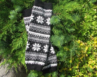 Black wool leg warmes knit leg warmes leggings gaiters Foot warmers knit socks wool socks Christmas present socks for men socks for women