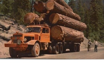 Logging Truck Pacific Northwest Large Diesel Hauling Logs Postcard