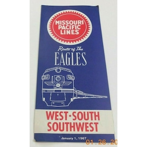 Missouri Pacific Railroad Route Of The Eagle Timetable West South Southwest 1967