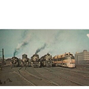Linea ferroviaria Seaboard di potenza a vapore con un diesel Washington DC Postcard