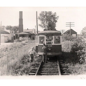 Trolley Car Number 1545 And Workers 1961 July 4 7/8 x 4 Black And White