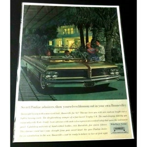 1962 Pontiac Bonneville Print Ad Palm Trees General Motors