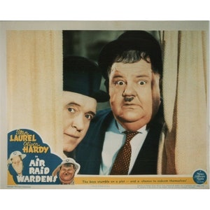 Laurel And Hardy In Air Raid Warden Lobby Card 8 x 10 Color REPRODUCTION