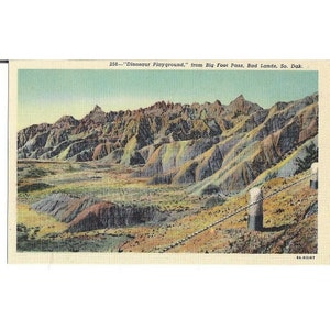 Postcard Dinosaur Playground From Big Foot Pass Badlands South Dakota Vintage