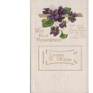 Desejos sinceros com lembranças gentis em relevo colorido vintage cartão postal não postado