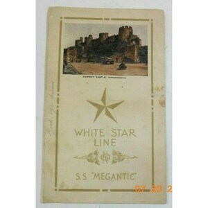 Menu kolacji na statku SS Megantic White Star Lines 20 lutego 1924 r.