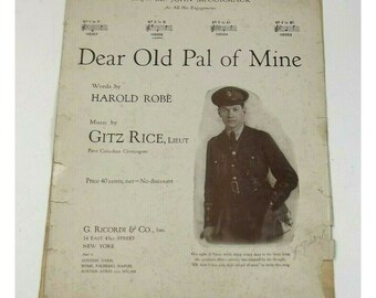 Dear Old Pal Of Mine Sheet Music 1918 Military Soldier WW1 Vintage