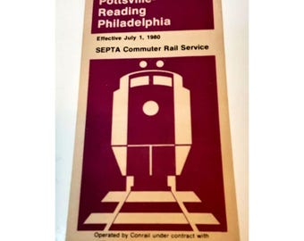 Septa Train Railroad Timetable Pottsville Reading Philadelphia 1 July 1980