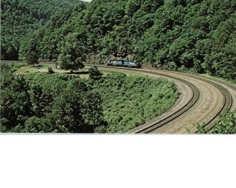 Pennsylvania Railroad Horseshoe Curve Conrail Helper Train Altoona PA Postcard