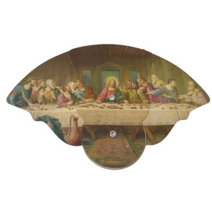 Tri Fold Fan Fisher Funeral Home Wilmington Ohio Last Supper Vintage