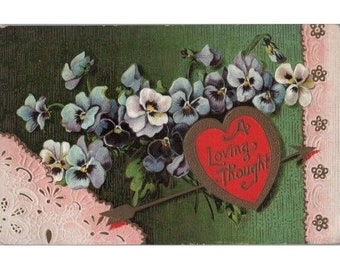 Valentines Postcard Vintage Embossed Divided Back Used Printed In Germany