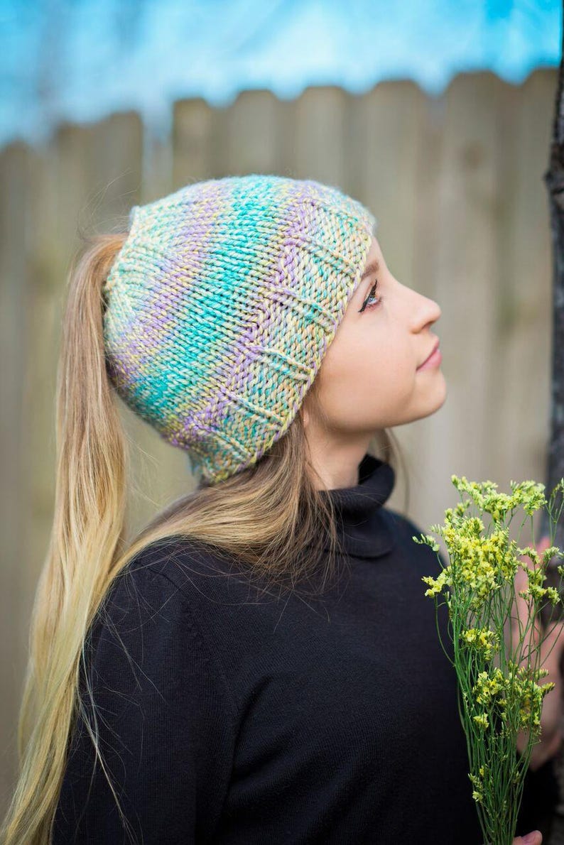 KNITTING PATTERN Messy Bun Ponytail Beanie Hat Big Headband Etsy