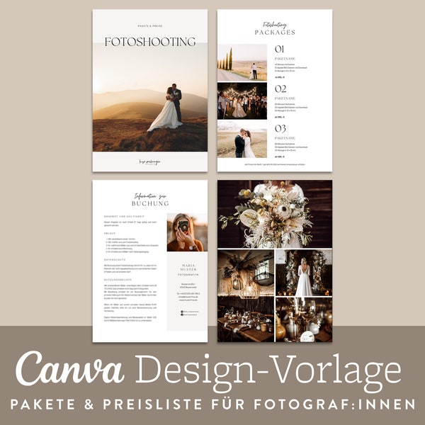 Preisliste für Fotografen · BOHO · Canva Vorlage deutsch