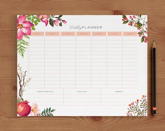 Weekly Planner Printable, Weekly Schedule, 2017 Weekly Planner Printable, 2017 Weekly Planner Book, Weekly Planner Kit 8.5x11 PDF