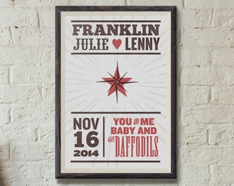 Letterpress-Style Poster Customized  14x21.5 Personalized typography print Wood type