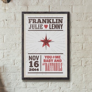 Letterpress-Style Poster Customized  14x21.5 Personalized typography print Wood type