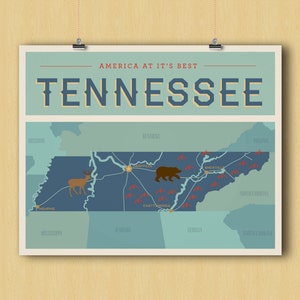 Tennessee art print, Printable art wall decor, INSTANT DOWNLOAD Tennessee poster art - graphic digital 8x10