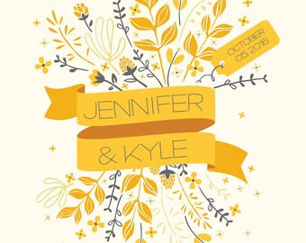 Personalized Couple Print — Wedding Anniversary Shower Gift First Names Customized Print