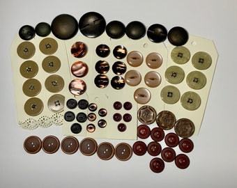 Sets of brown vintage buttons