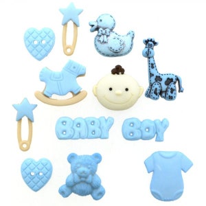 Dress it up Buttons Baby Boy, Arts and Crafts Card Making Scrapbooking Sewing image 2