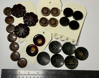 Selection of large brown vintage buttons