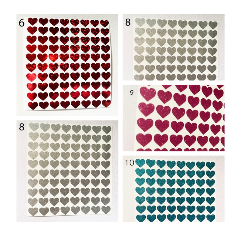 100 Small Heart Stickers Envelope Seals Glitter Stickers Glitter Hearts