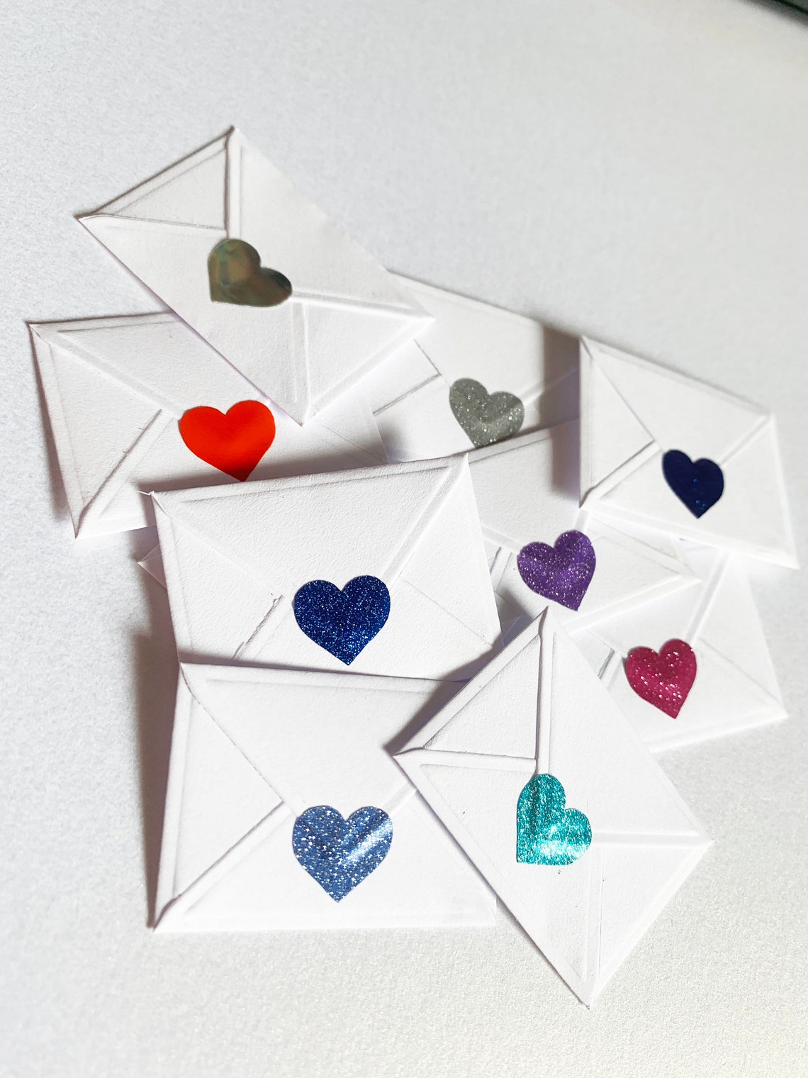 100 Small Heart Stickers Envelope Seals Glitter Stickers Glitter Hearts