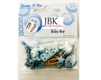 Dress it up Buttons - Baby Boy, Arts and Crafts Card Making Scrapbooking Sewing