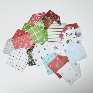 24 enveloppes miniatures, Noël, minuscules enveloppes, mini enveloppes, petites enveloppes, calendrier de l'Avent, papier de Noël, intercalaires inclus