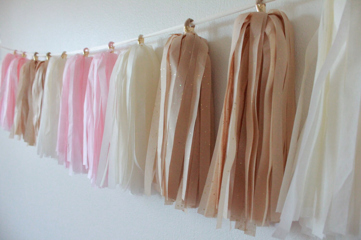 Tissue Paper Tassel Garland // Fairy Dust // Blush Pink Ivory | Etsy