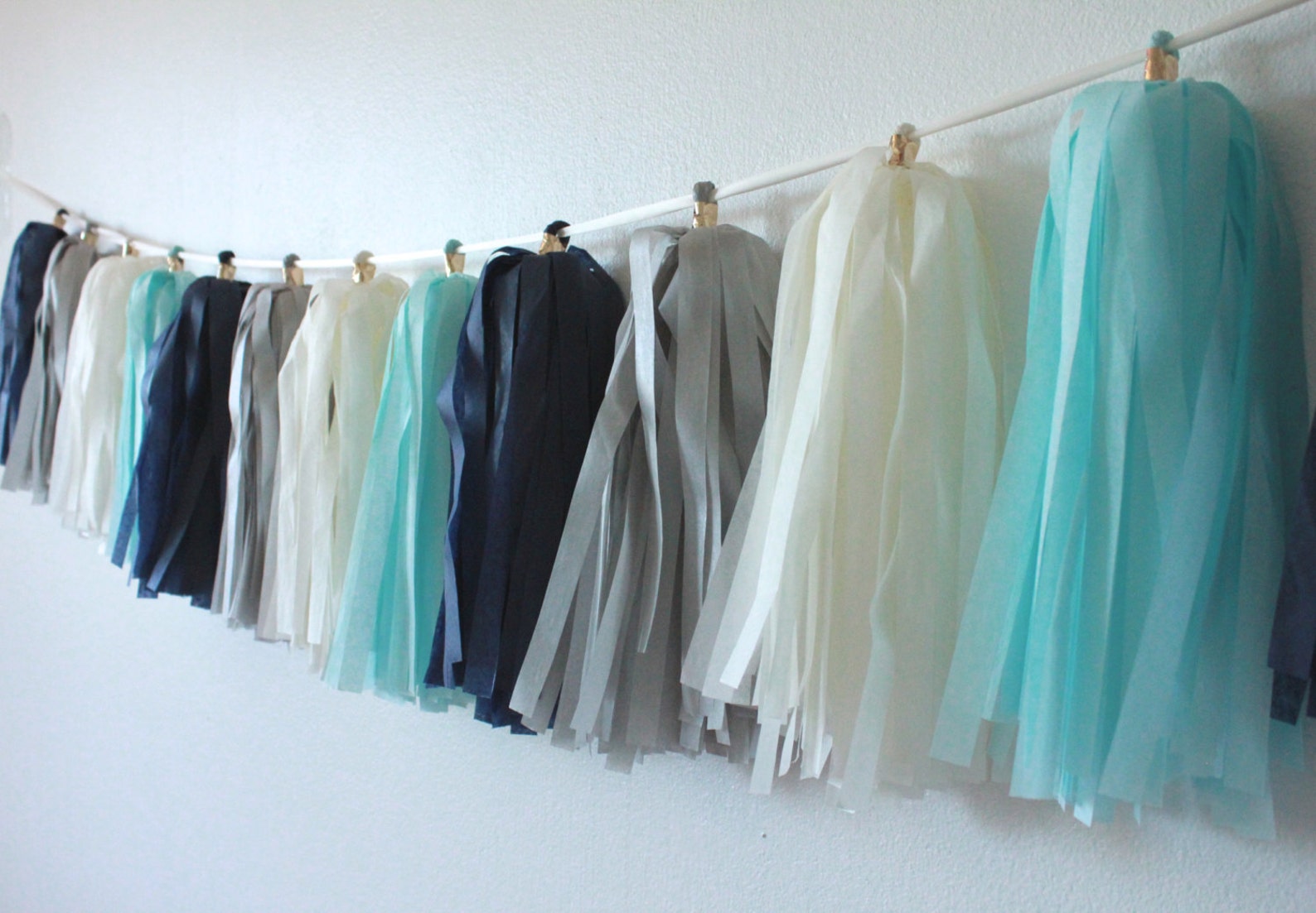 Tissue Paper Tassel Garland // The Blues // Navy Blue Silver Etsy