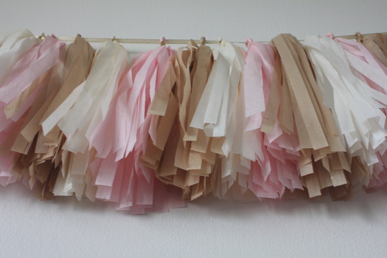 Tissue Paper Tassel Garland // Bella // Blush Pink Sparkle Etsy
