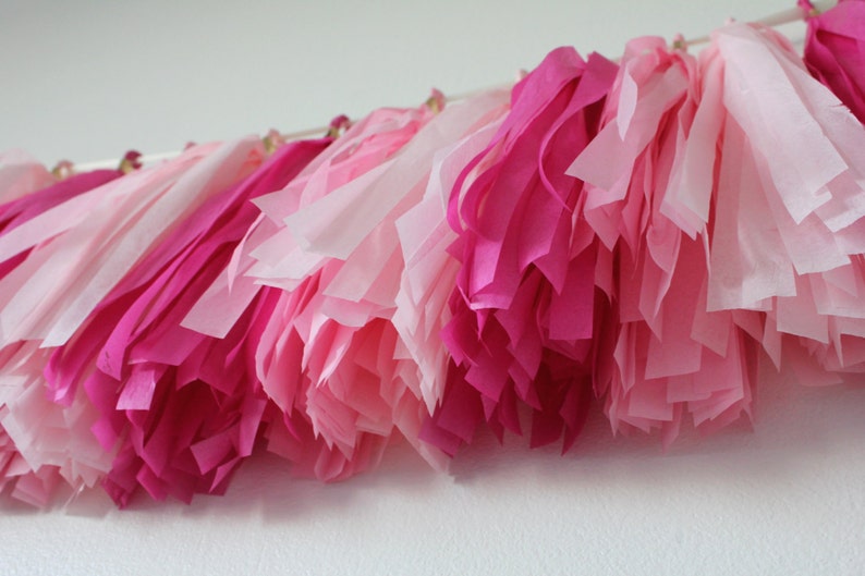 Tissue Paper Tassel Garland // Lovie Dovie // Shades of Pink Etsy