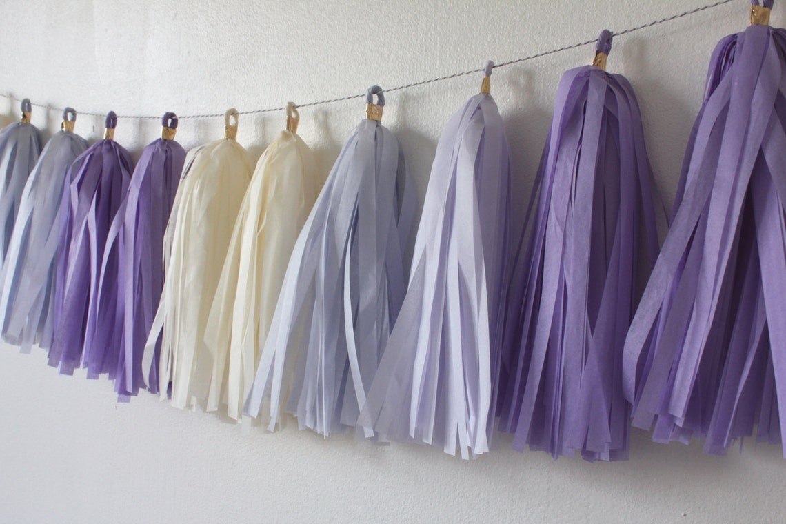 Tissue Paper Tassel Garland // Lilac // Lavender Lilac Ivory - Etsy