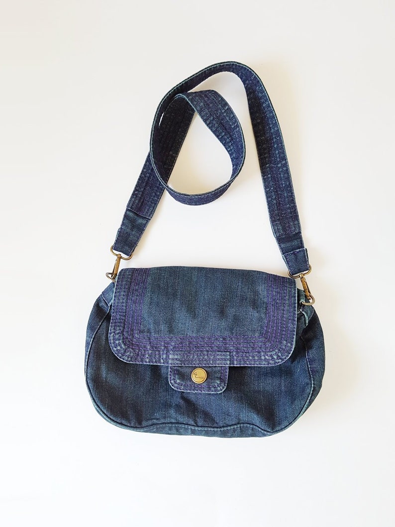 Crossbody jean bag boho bag jeans strap shoulder denim bag school travel weekend gym yoga bag blue backpack simple everyday basic