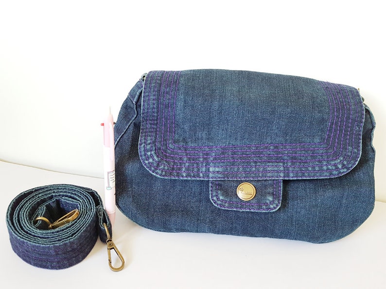 Crossbody jean bag boho bag jeans strap shoulder denim bag school travel weekend gym yoga bag blue backpack simple everyday basic