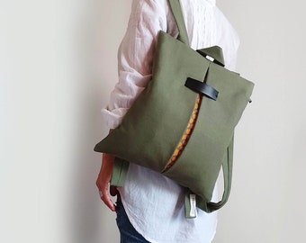 Anti theft minimalist bag Convertible backpack Romantic bag Waterproof canvas purse bag City lightweight bag Khaki bag Stylish college bag