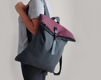 Anti theft purse bag Convertible bag Waterproof backpack Gray canvas bag Vegan backpack Comfy purse bag Handmade women bag College backpack