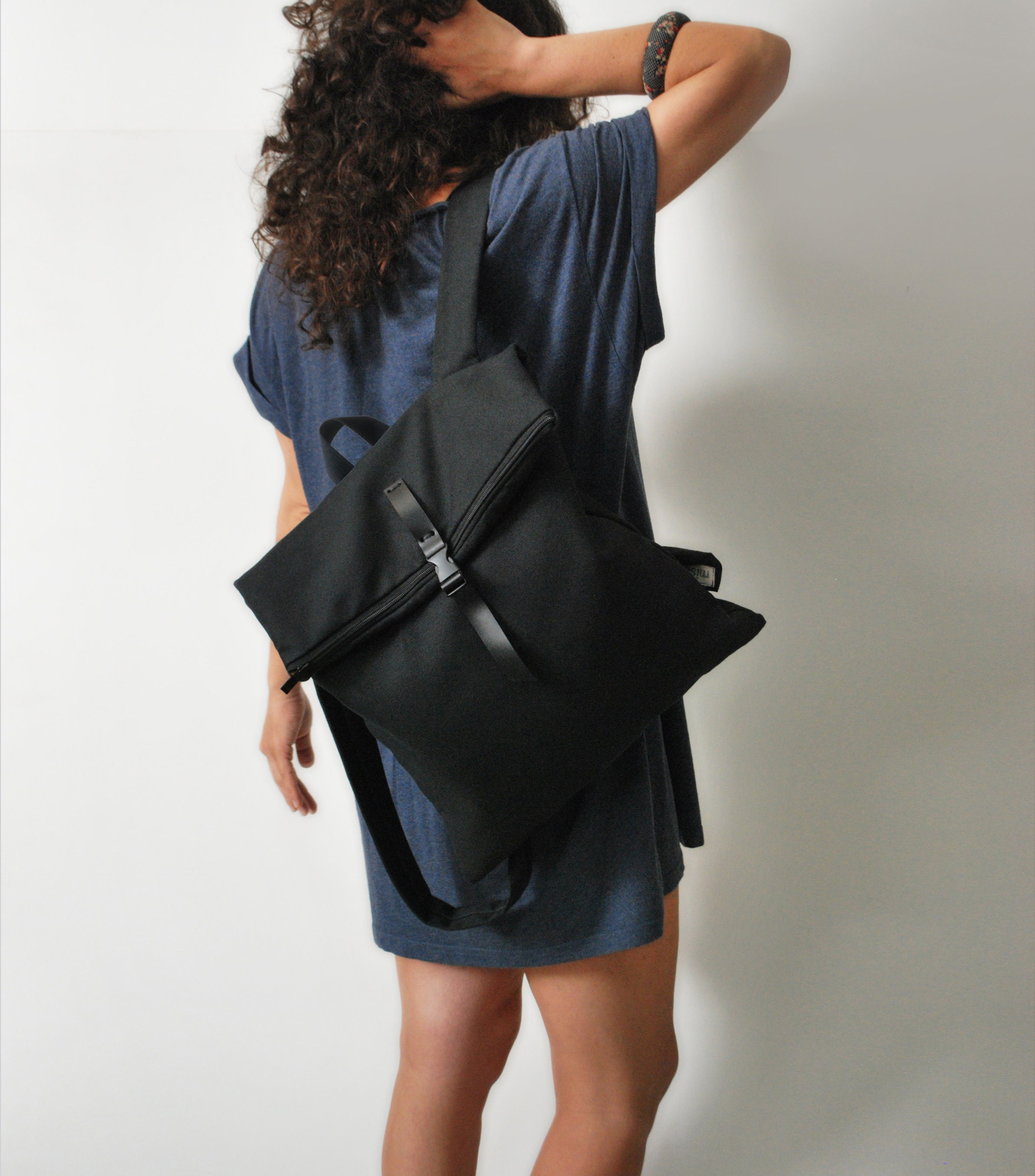 Convertible Backpack Anti Theft Purse Bag Waterproof Black Canvas