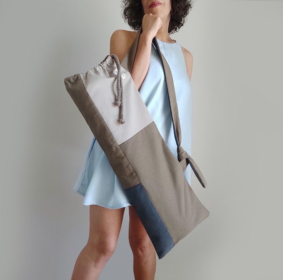 Minimalist Yoga Bag Chic Pilates Mat Bag Waterproof Canvas Mat Bag Gray  Brown Yoga Bag Handmade Stylish Yoga Carrier Modern Cool Mat Bag -   Canada