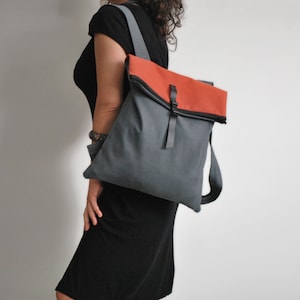 Canvas backpack Anti theft bag Waterproof red bag Vegan backpack Convertible college bag Comfy purse bag Handmade women bag Gift for her