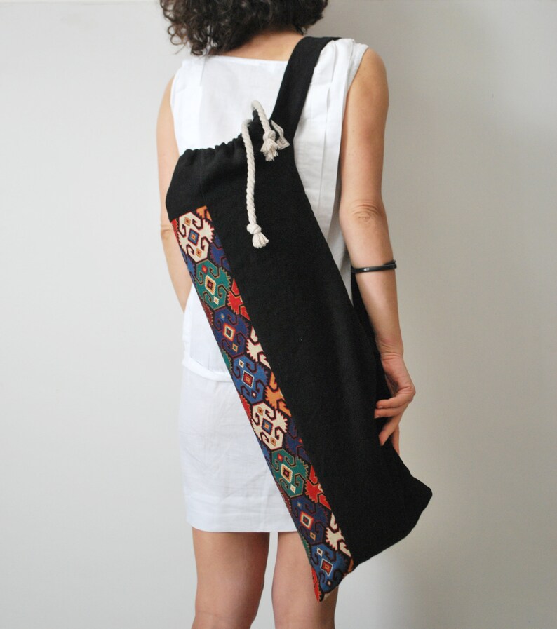 Yoga mat bag Boho pilates mat bag Soft fabric sports bag Etsy
