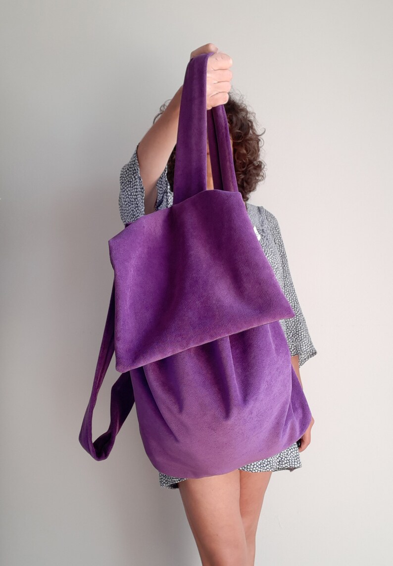 Soft Backpack Purple Velvet Bag Minimalist Purse Bag Handmade Etsy