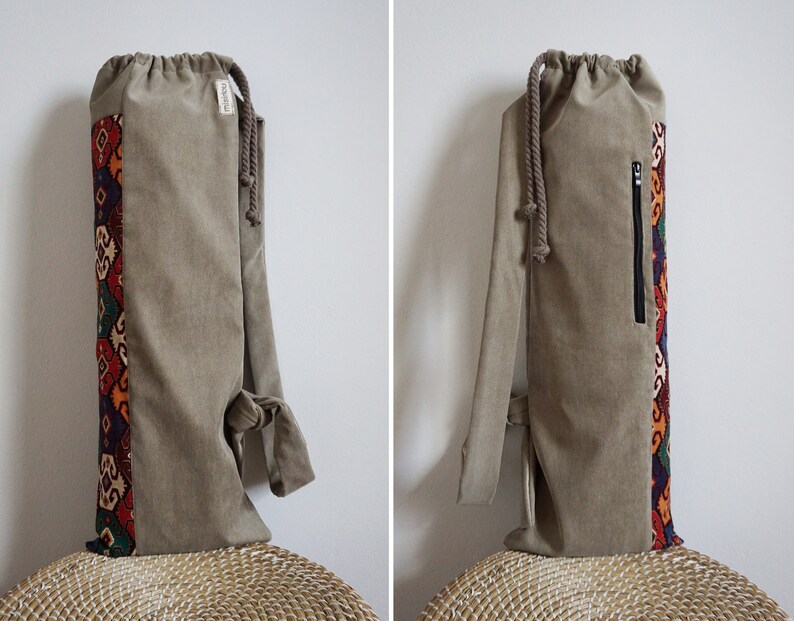 Yoga mat bag Boho pilates mat bag Soft fabric sports bag Etsy